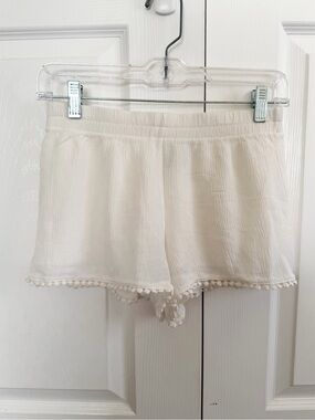 5 for $25! Final Touch Cream Pom-Trim High Waist Shorts